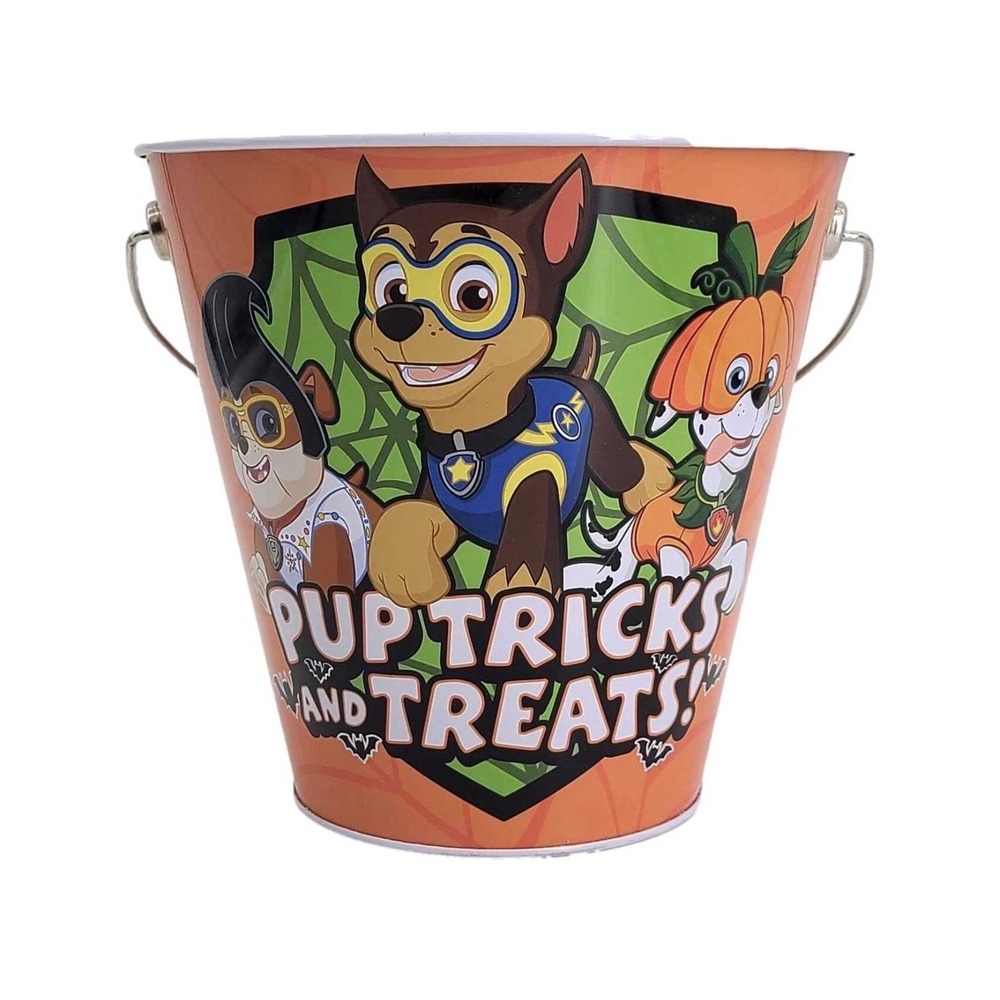 New Nickelodeon Paw Patrol Halloween Candy Bucket Metal Pail 7 Inch with Handle